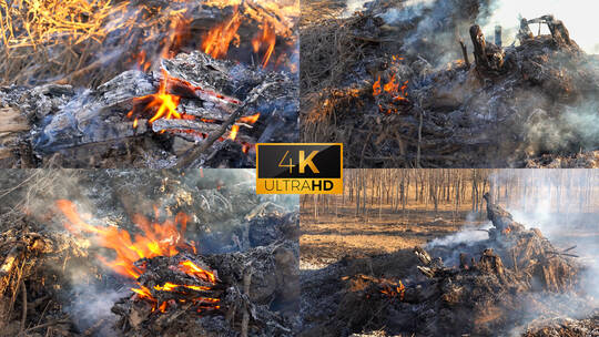 【合集】4K农村焚烧秸秆环境大气污染浓烟
