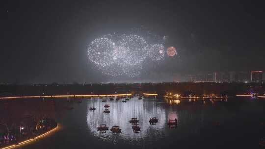 航拍洛阳2024年定鼎门烟火晚会合集