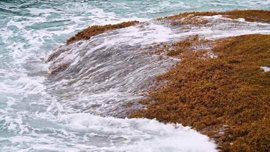 海南早晨海岛日出大海海浪拍打礁石视频素材模板下载