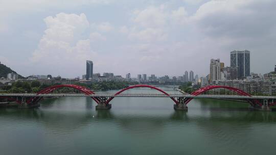 航拍广西柳州柳江文惠桥交通