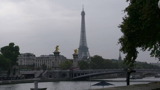 巴黎埃菲尔铁塔旁的大桥