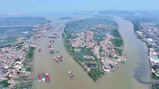 航拍福建漳州龙海九龙江生态环境