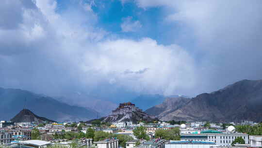 8K60p 西藏拉萨布达拉宫侧面多云