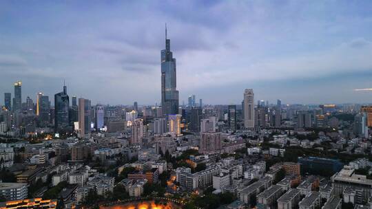 南京市紫峰大厦城市环境夜景航拍