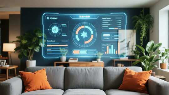 客厅内科技感虚拟屏幕画面