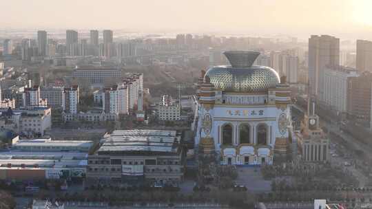 酒泉市政广场航拍视频素材模板下载