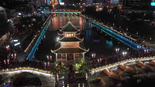 贵阳 甲秀楼 夜景 航拍