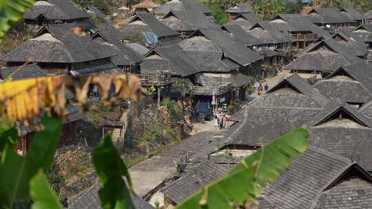 古镇古寨糯干古寨光影建筑风光