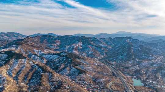 济南南部山区雪后航拍延时视频素材模板下载