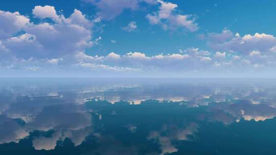 湖面天空 白云飘飘