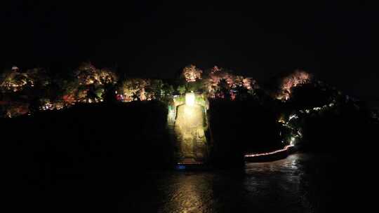 航拍四川乐山大佛夜景