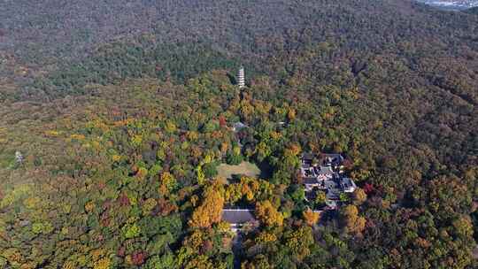 江苏南京中山陵灵山风景区音乐台秋色航拍