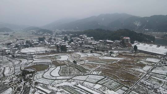 航拍 乡村 田园 冬天 雪景