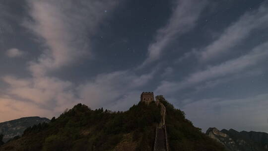 黄崖关长城夏季银河星空延时