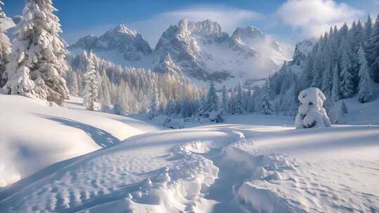 日出雪山山峰山脉云海唯美雪景风景风光ai