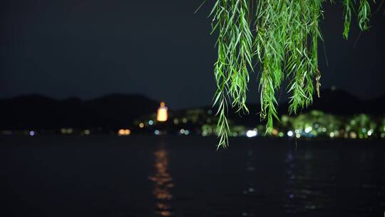 杭州西湖雷峰塔夜景视频素材模板下载
