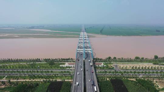 4K航拍河南郑州刘江黄河大桥