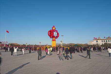 4K北京天安门广场冬奥花坛大范围延时