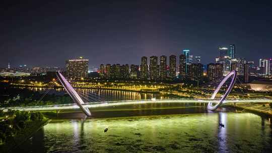 南京夜景延时航拍