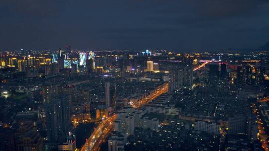 昆明二环西路方向航拍昆明城市夜景