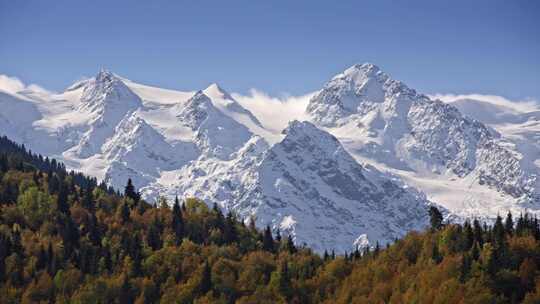 山，白雪覆盖，雪，山谷