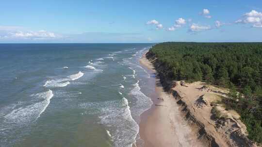 波罗的海海岸线的无人机镜头视频素材模板下载