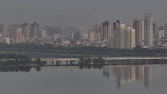 洛阳洛河日出鸟类生态环境航拍