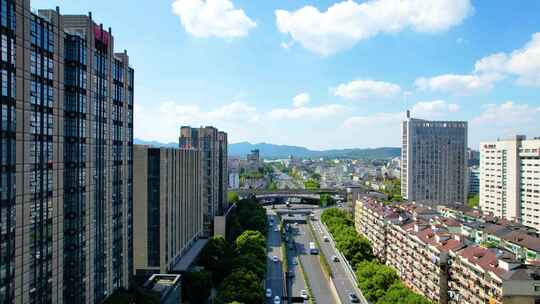 杭州定安路遥望西湖景区风景视频素材