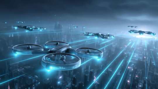 未来城市无人机群空中巡航监控