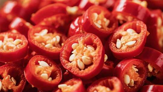 微距特写红辣椒食材