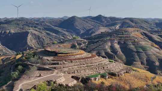 陕北黄土高原地貌视频素材模板下载