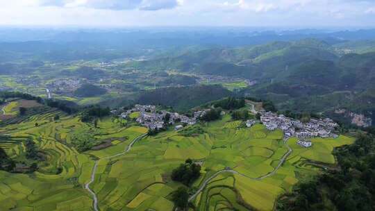 贵州石门梯田乡村梯田自然风光俯瞰