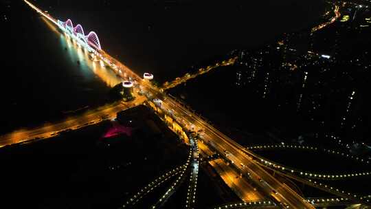 夜晚立交桥车辆车流夜景视频素材