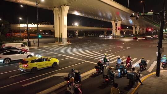 沪闵高架路夜景视频素材模板下载