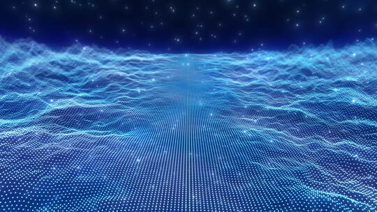 波浪粒子和的抽象发光数字网络空间
