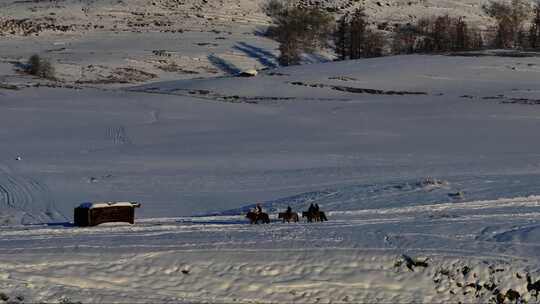 新疆北疆阿勒泰喀纳斯冬季雪景童话世界航拍