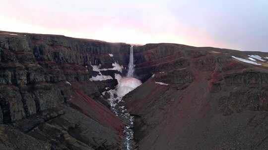 冰岛， Hengifoss，瀑布，水