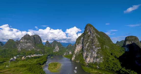 桂林自然风光蓝天白云祖国山河延时