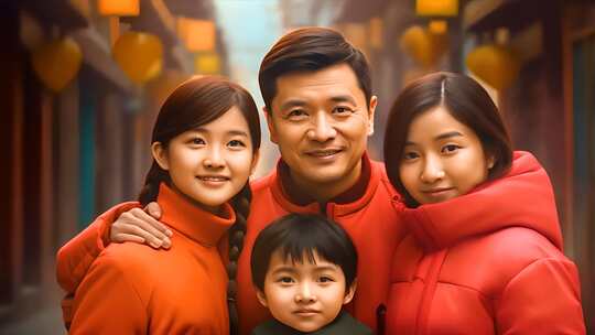 相亲相爱一家人 团圆年夜晚欢聚幸福亲情