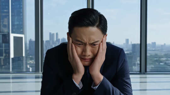 职场男性压力山大 愁眉苦脸