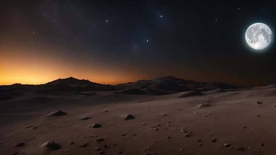 月球表面星空夜景