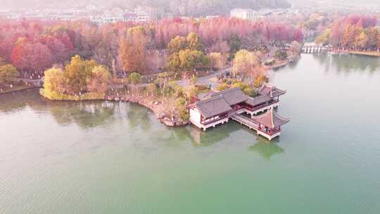 杭州湘湖秋天风景航拍