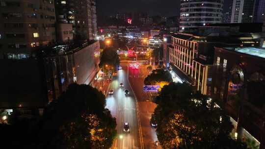 贵州省贵阳市南明区新华路夜景航拍车流夜晚