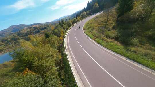 摩托车、Fpv、无人机、高速公路