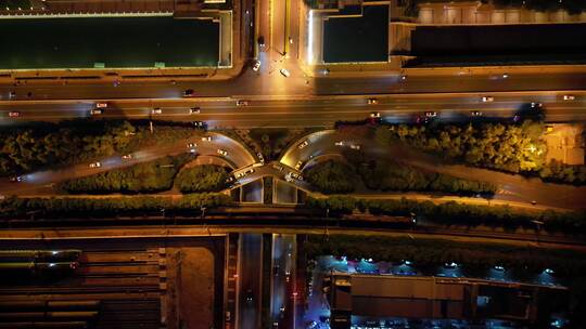 西安尚武门夜景城市车流灯光航拍视频素材模板下载