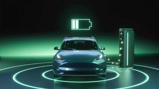 新能源电动汽车电池充电示意
