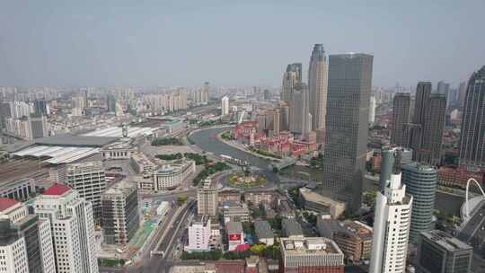航拍天津城市建设风光视频素材模板下载