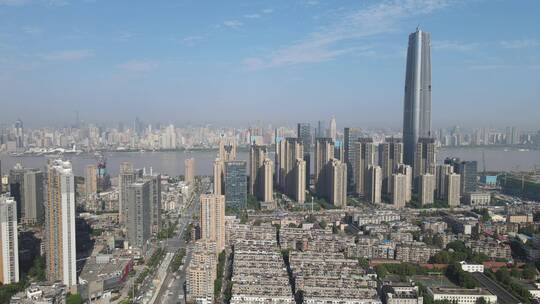 城市航拍武汉第一高楼绿地中心