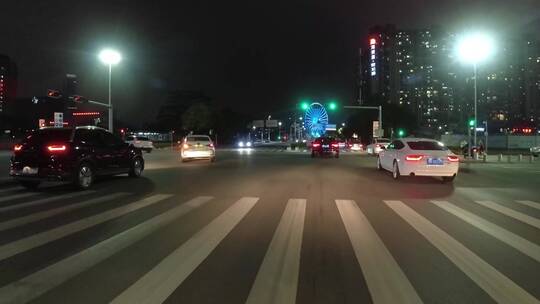 深圳宝安区车流第一视角摩天轮夜景