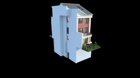 欧式别墅模型部件三维动画
